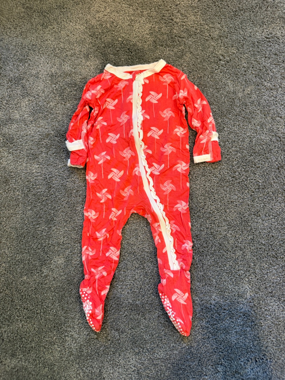 Kickee Pants Coral and White Baby Romper